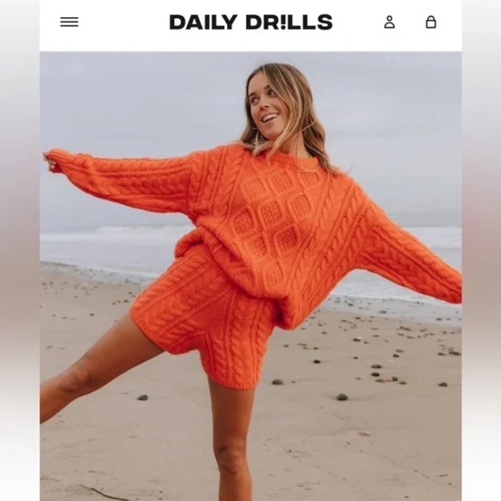 Daily Drills Orange Cable Knit Sweater Set 🧡